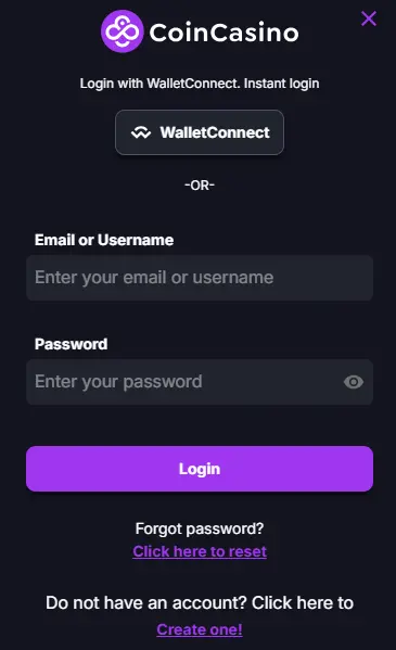 CoinCasino Login Page Explained